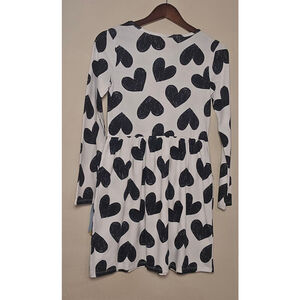 Womens Cat & Jack Casual Dress XL White Black Heart Print 17W x 31L
